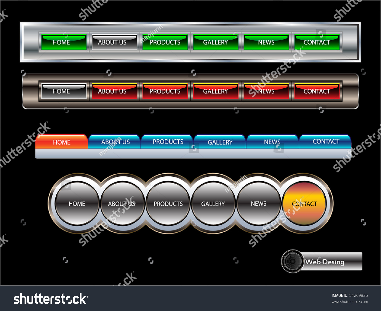 Vector metallic editable website buttons._站酷海洛_正版图片_视频_字体_音乐素材交易平台_站酷旗下品牌