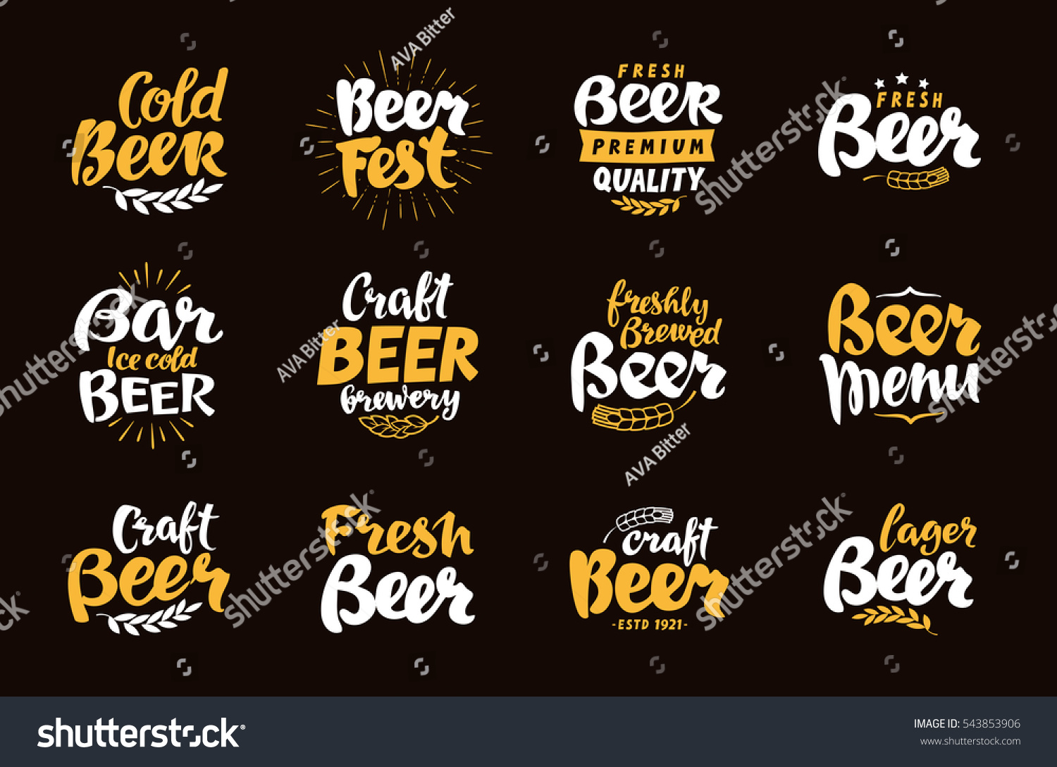 Beer Label and Logos. Lettering vector illustration