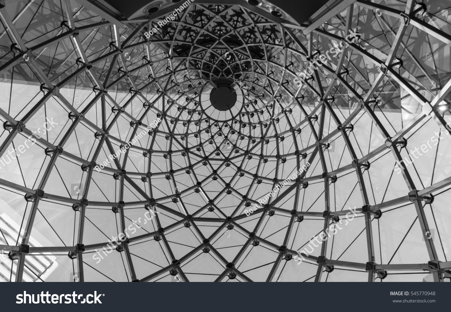 Whirl architecture rooftop in black and white