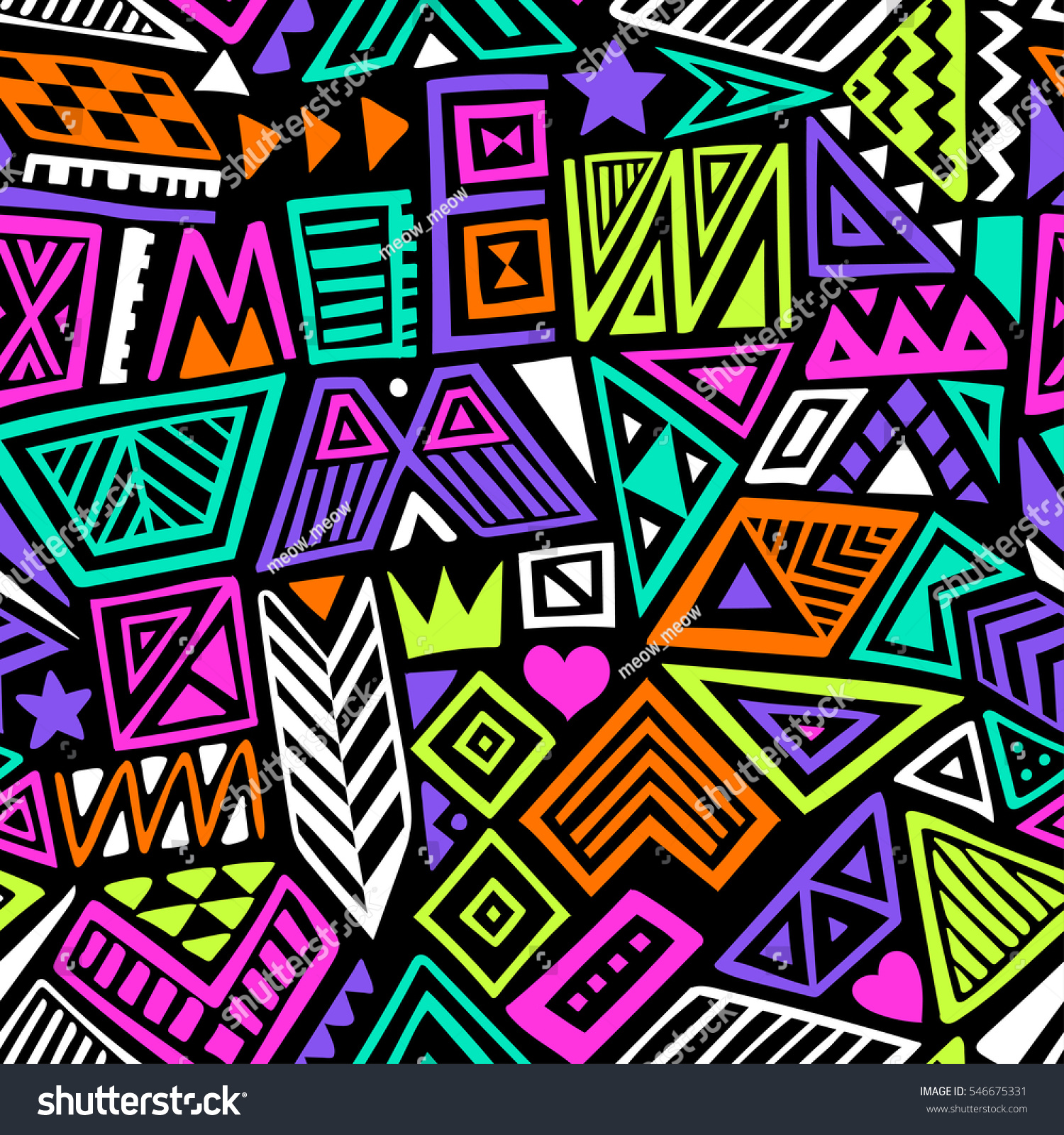 multicolor vector seamless pattern with abstract shapes. geometric art print. fashion 80s-90s. memphis style design. ethnic hipster backdrop. hand drawn. Wallpaper  cloth design  fabric  textile. 