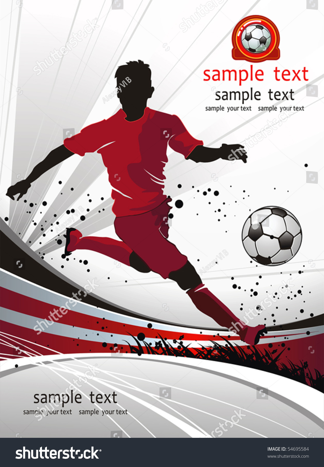 Soccer Action Player on beautiful Abstract Background. Original Vector illustration sports series. Classical football poster.