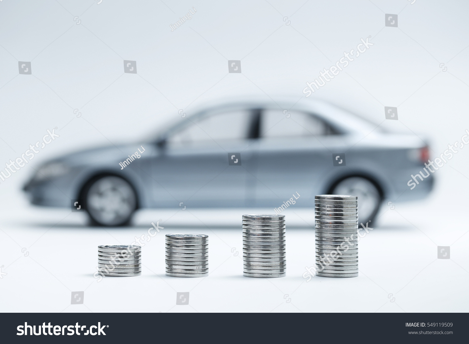 coin stacks in front of car