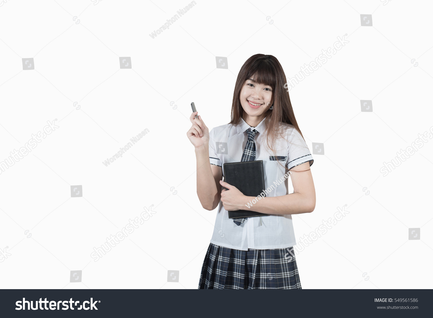 asian girl student in school japan uniform isolate