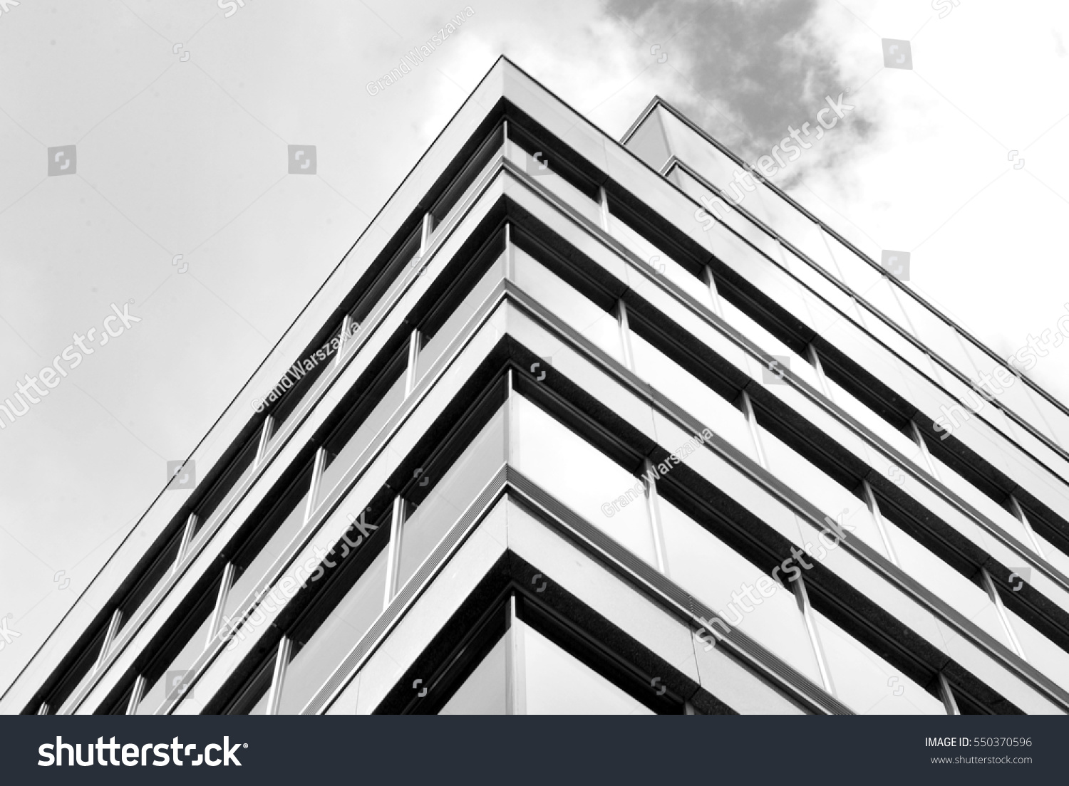 Modern building. Modern office building with facade of glass.Black and white
