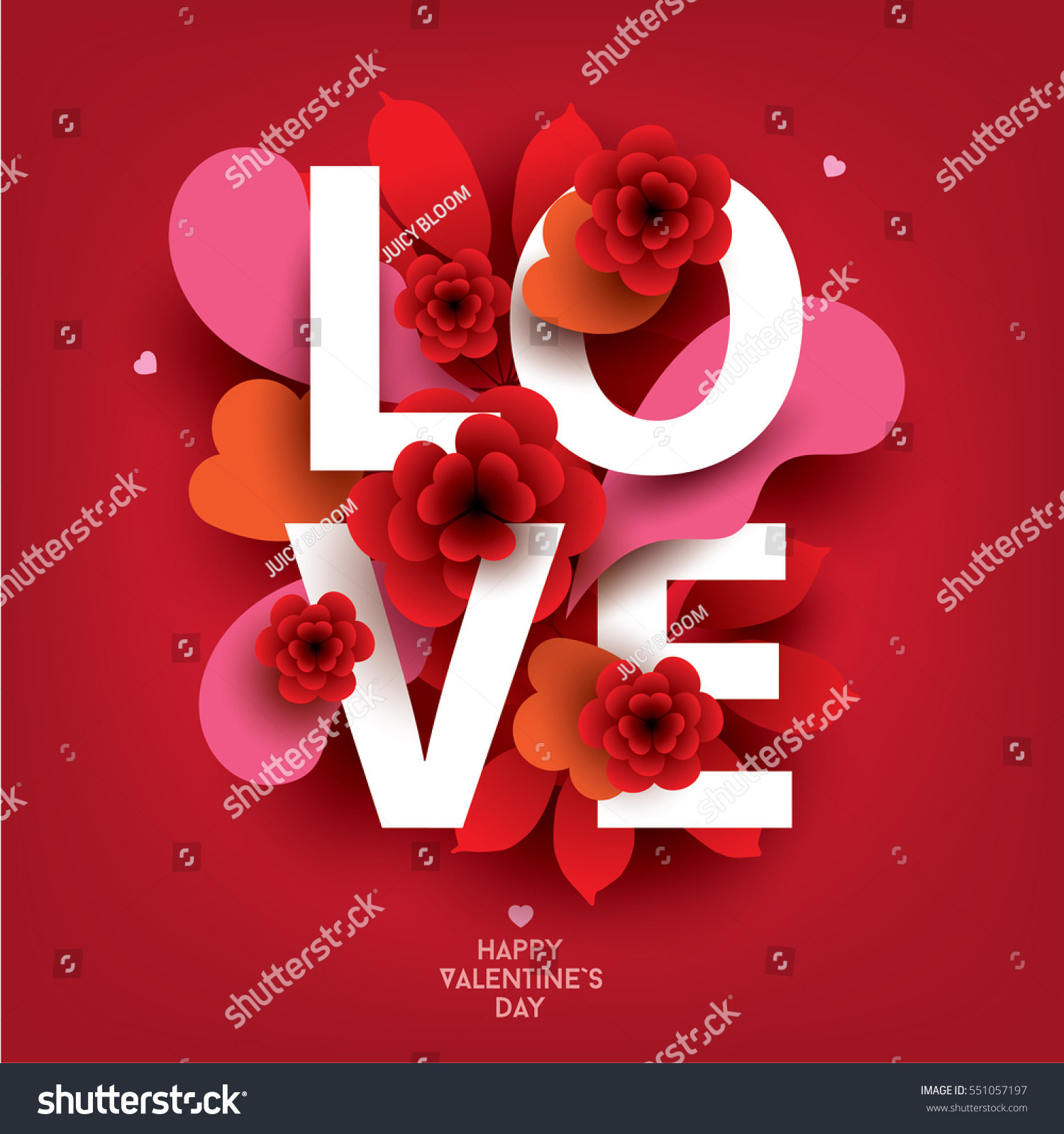 Composition with LOVE inscription and abstract florals elements. Colorful illustration for your banner  poster  flyer  brochure.
