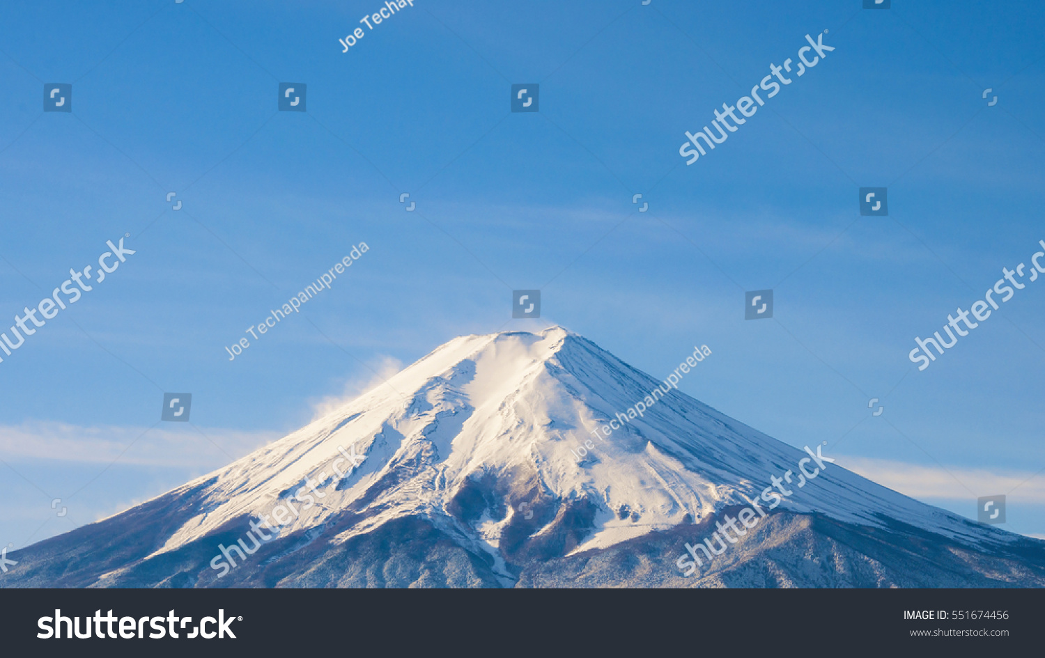 The peak of Fuji mountain in winter season  Japan
