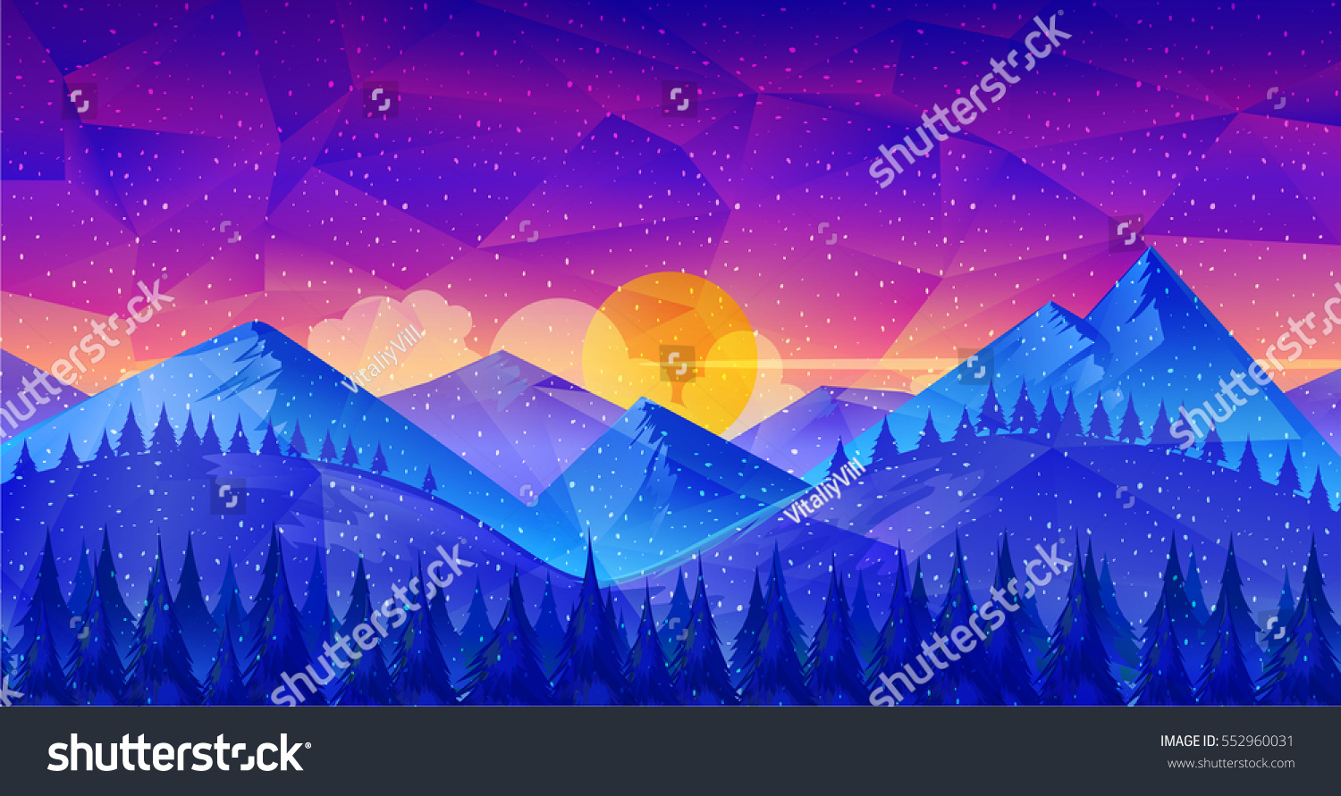 Low poly Nature Landscape great as a wallpaper  design template  flyer  etc