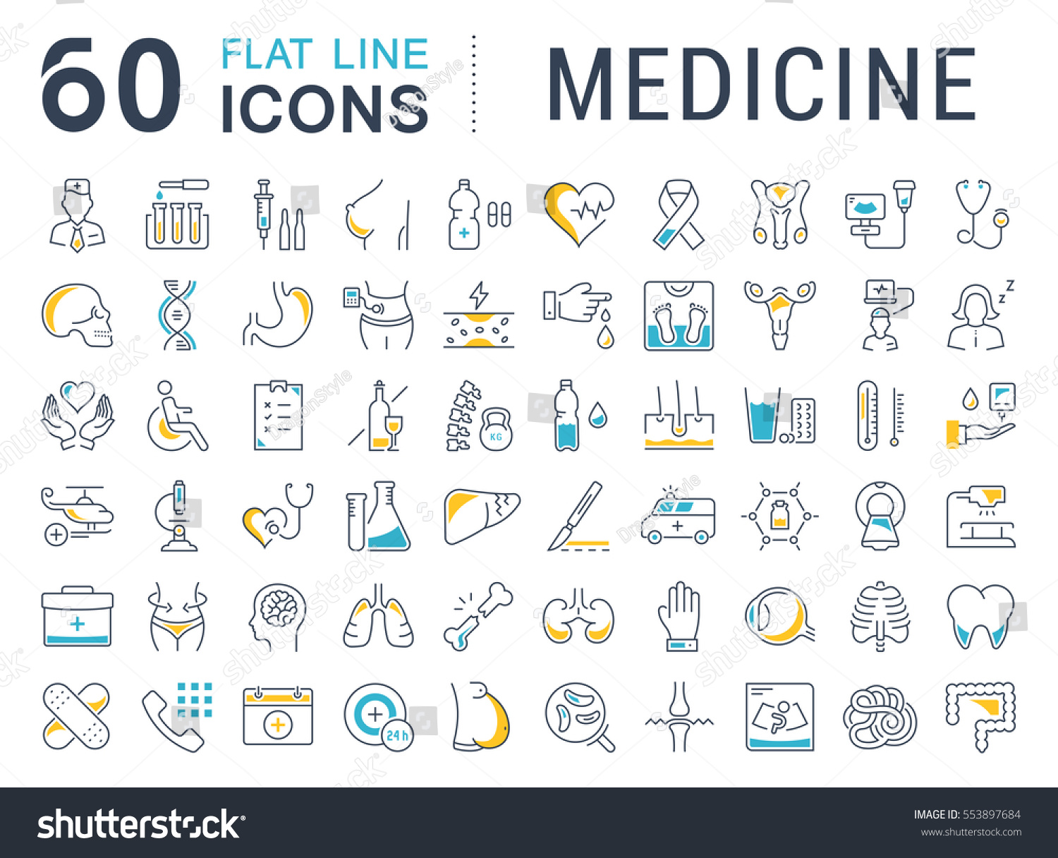 Set vector line icons  sign in flat design medicine  pharmacology  oncology  blood count  medical ethics with elements for mobile concepts and web app. Collection modern infographic logo or pictogram.