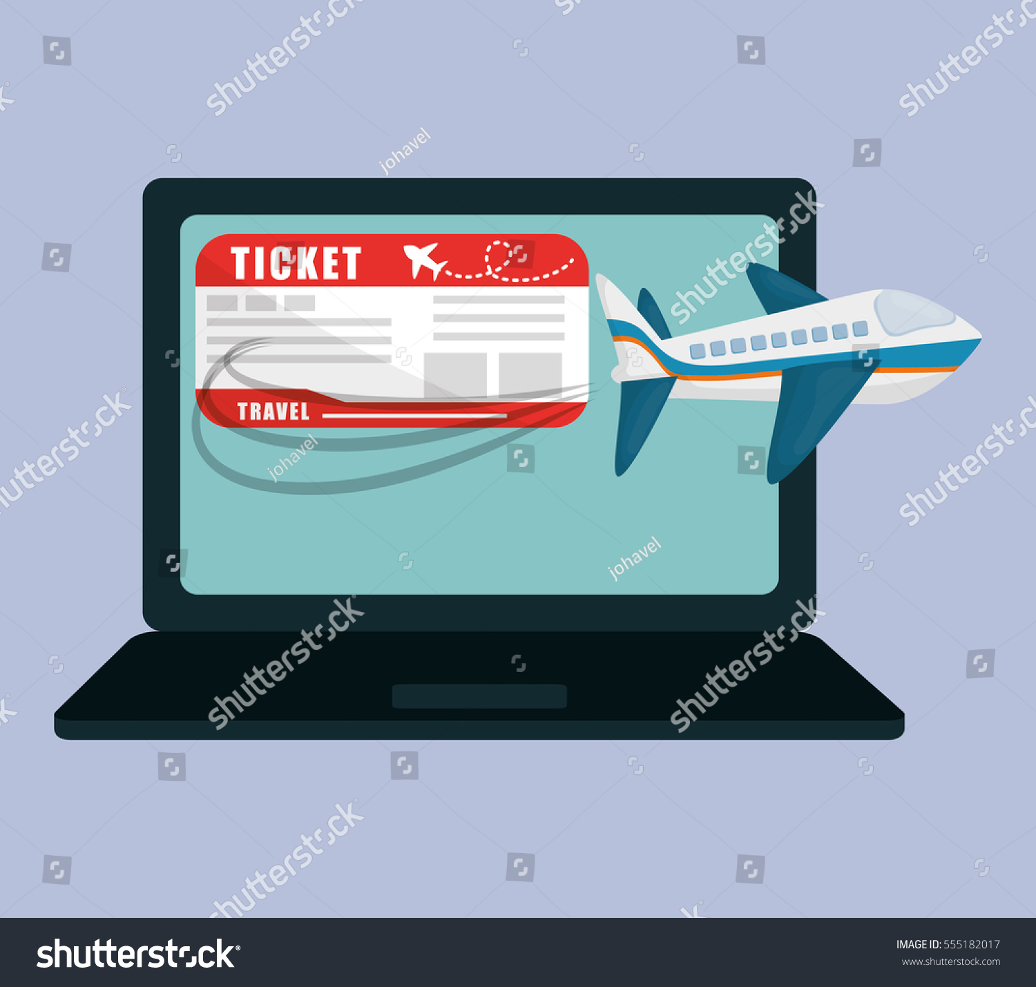 travel laptop ticket airline application vector illustration eps 10