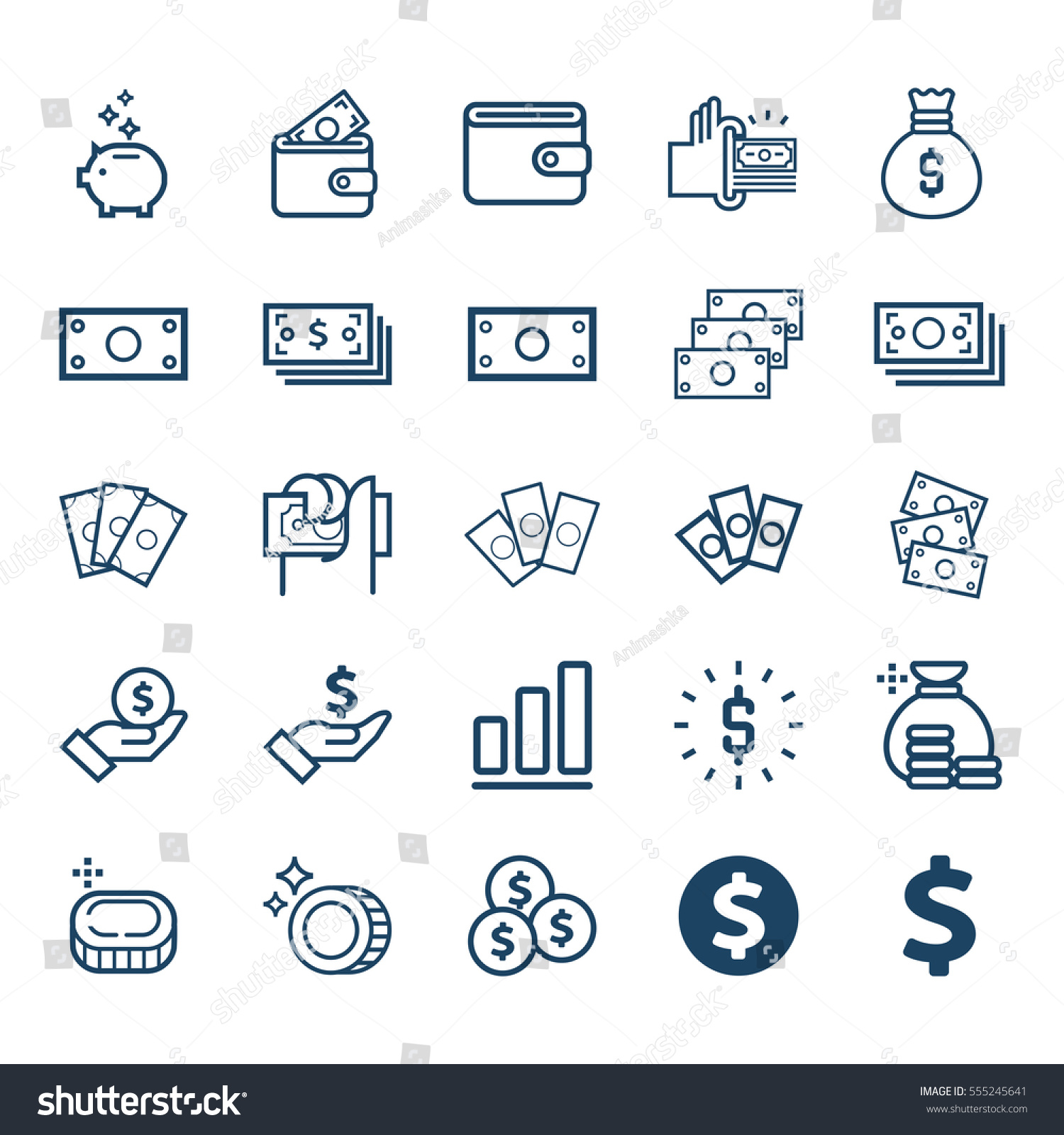 Vector Set of money line icons