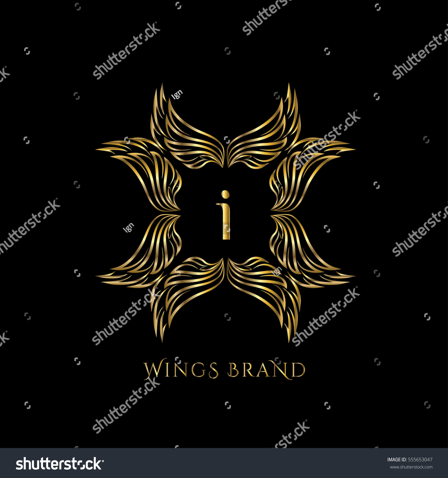 Golden wings frame luxury vector logo design template for boutique ...