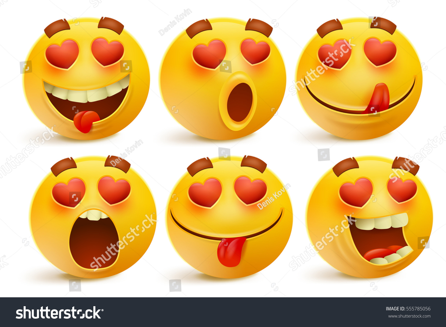 Valentines day emoticon icons  Love emoji set  isolated on white background  vector illustration.