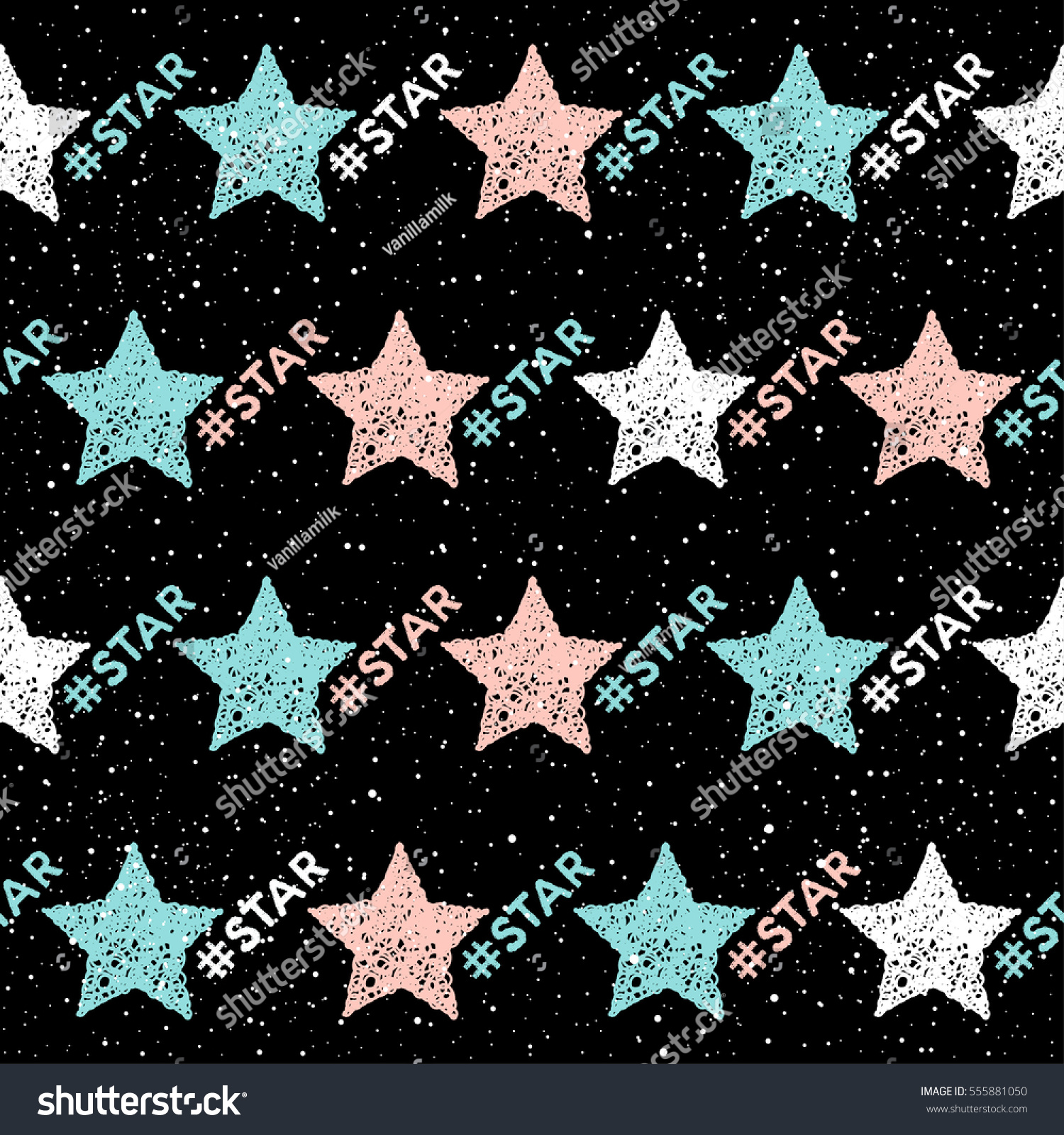 Doodle star seamless background. Abstract childish star pattern for christmas card  new year invitation  poster  book cover  scrapbook  textile fabric  garment etc.