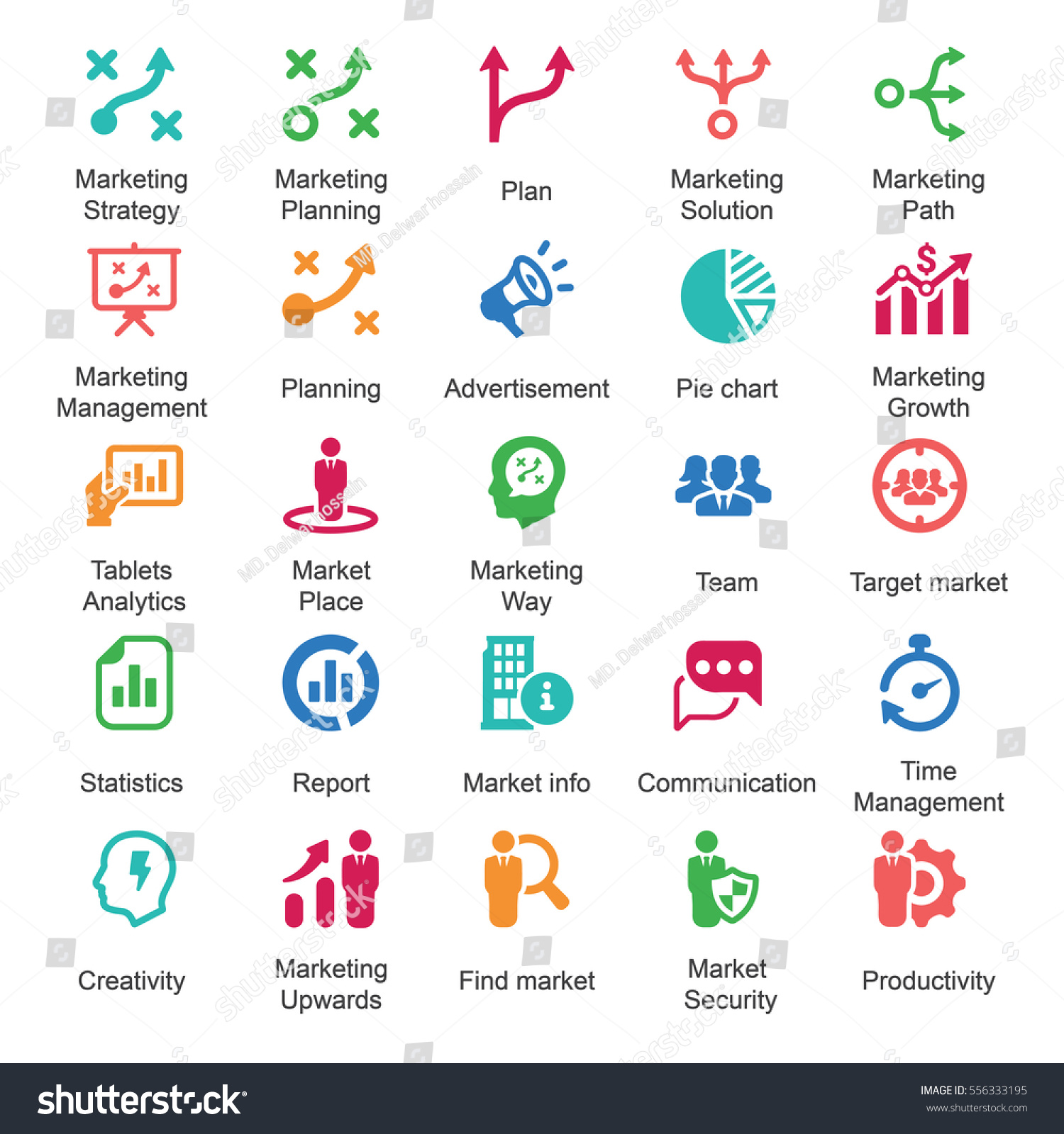 Marketing Strategy Icons - Color Version (Set 1)