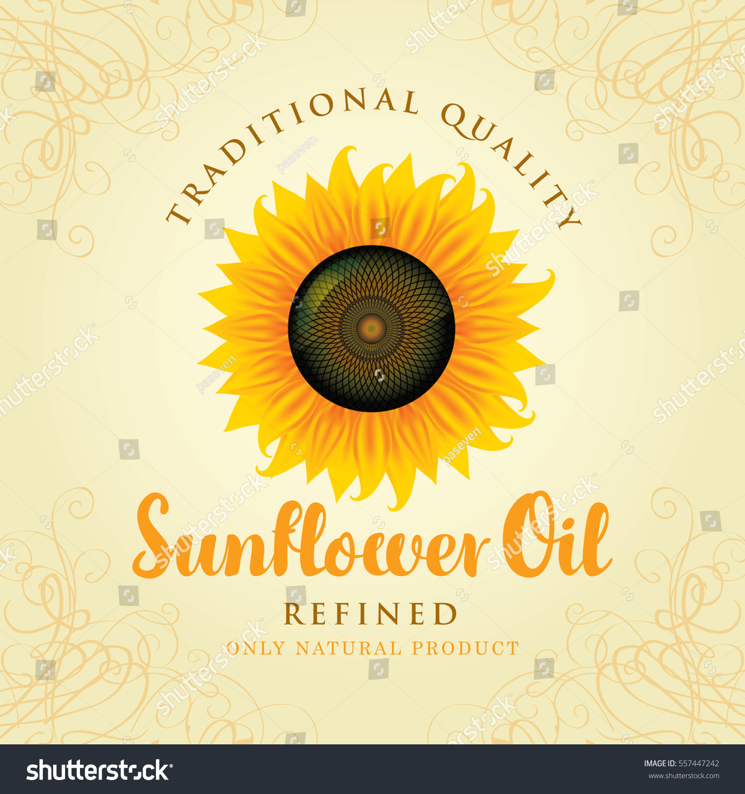 vector banner for refined sunflower oil with sunflower