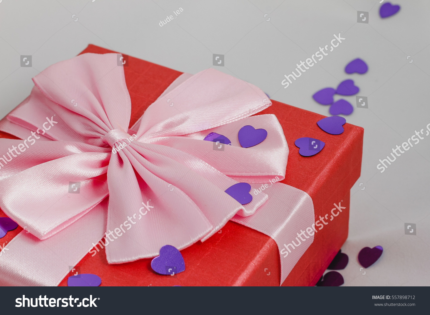 Beautiful gift boxes favorite on a white background with hearts