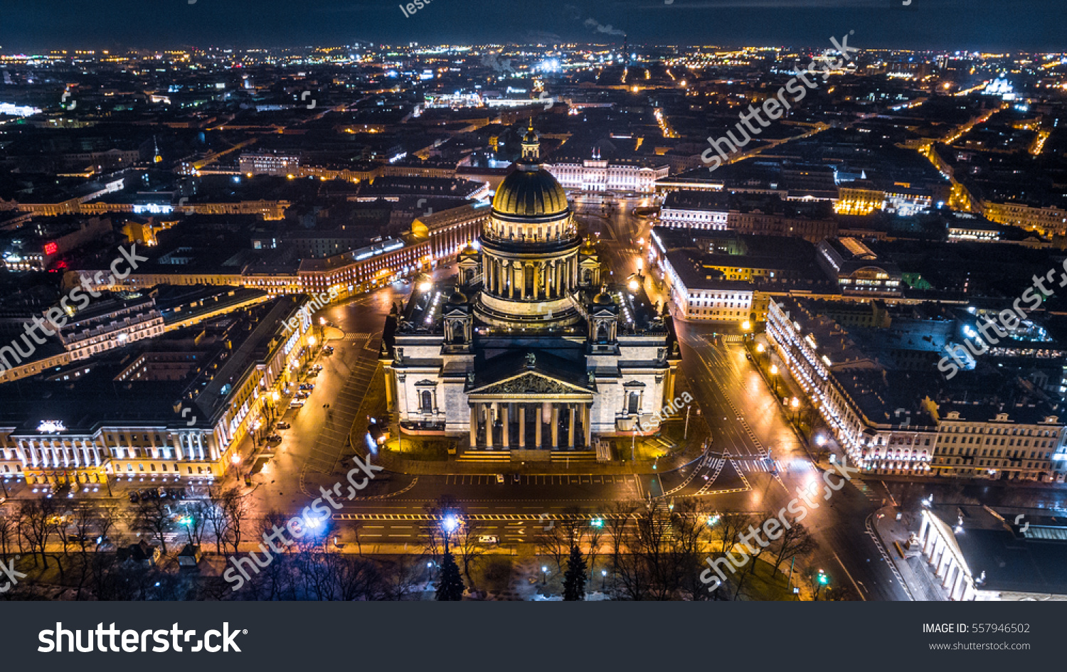 Saint Isaac's Cathedral in Saint Petersburg Aerial View