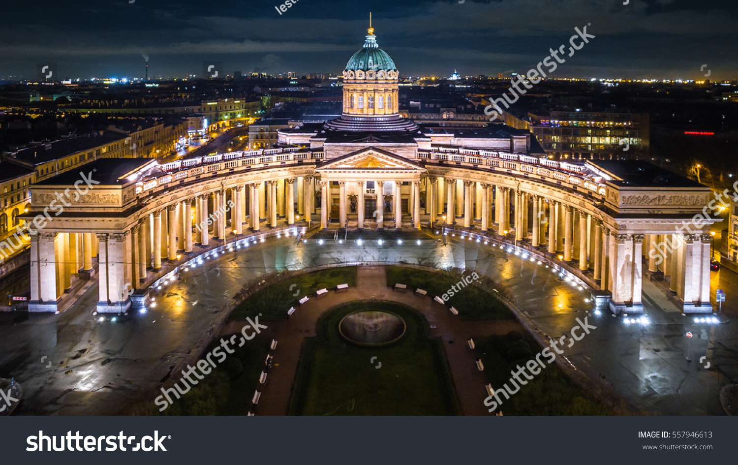 Kazan Cathedral in Saint Petersburg Aerial View