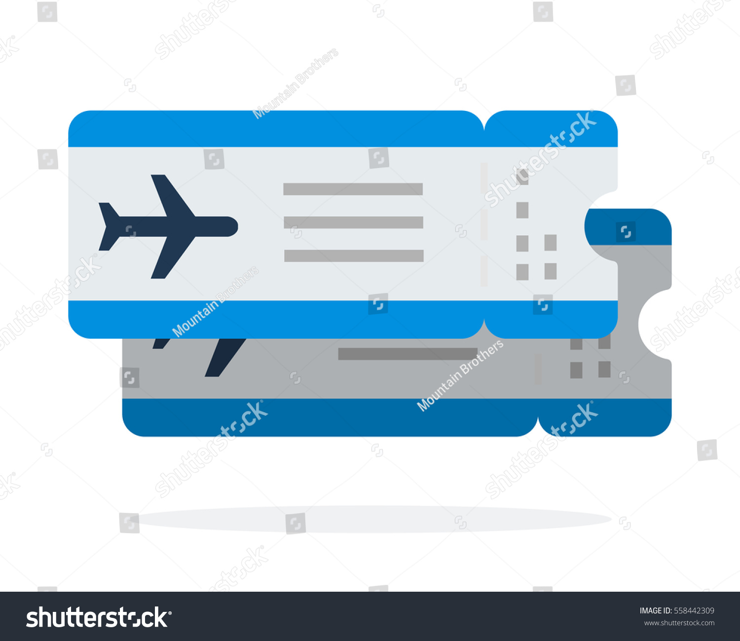 Airline tickets  flights vector flat material design object. Isolated illustration on white background.