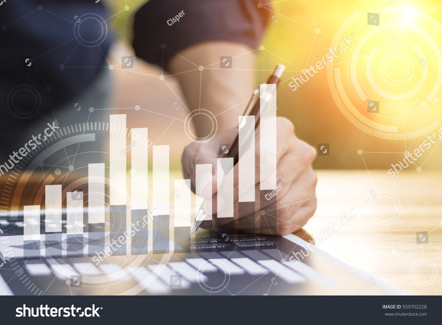 businessman hand working with new modern computer and business strategy as concept.