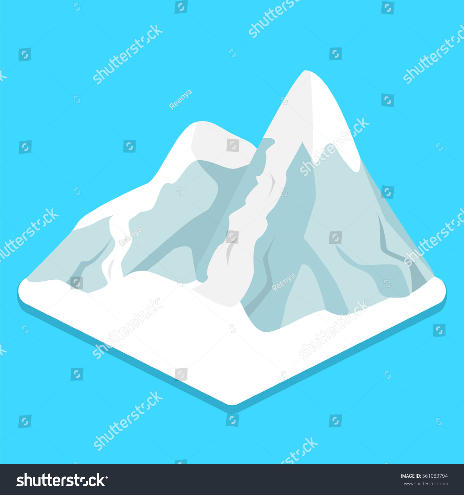 Isometric flat 3D isolated concept winter snow mountains. ski resort illustration