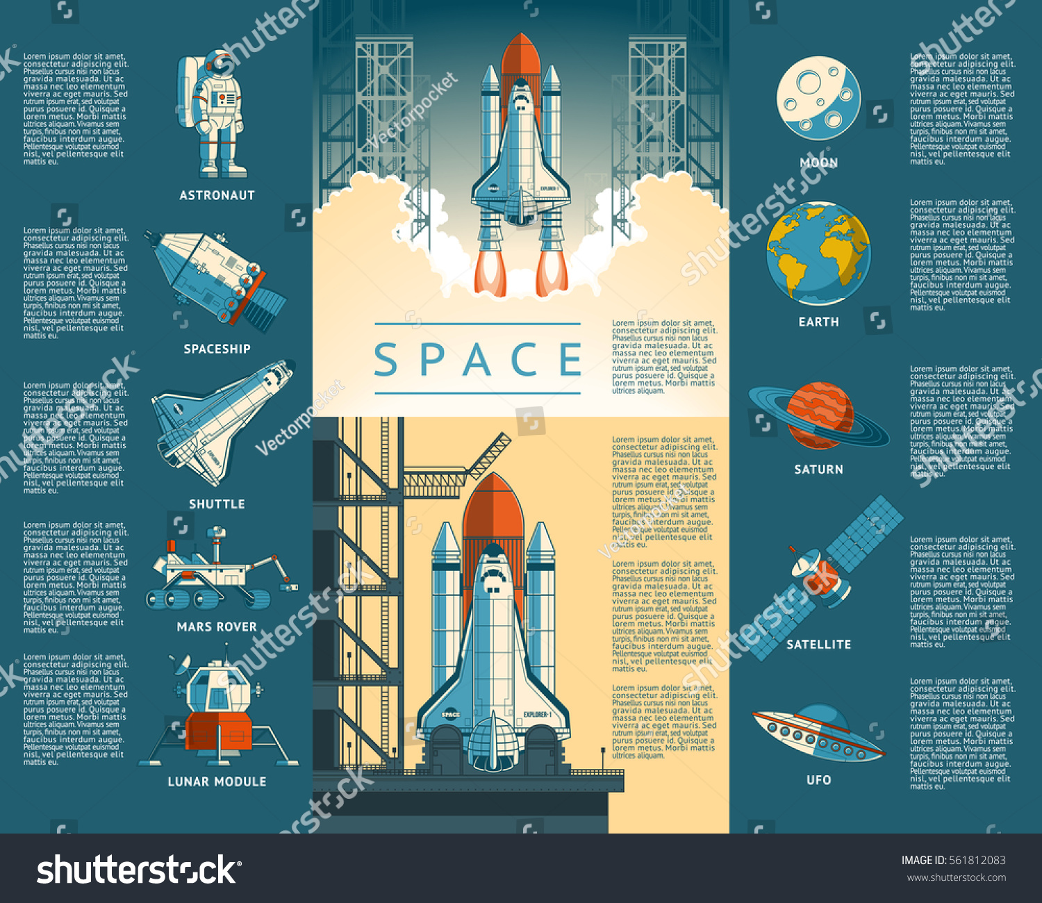 Large collection icons of space