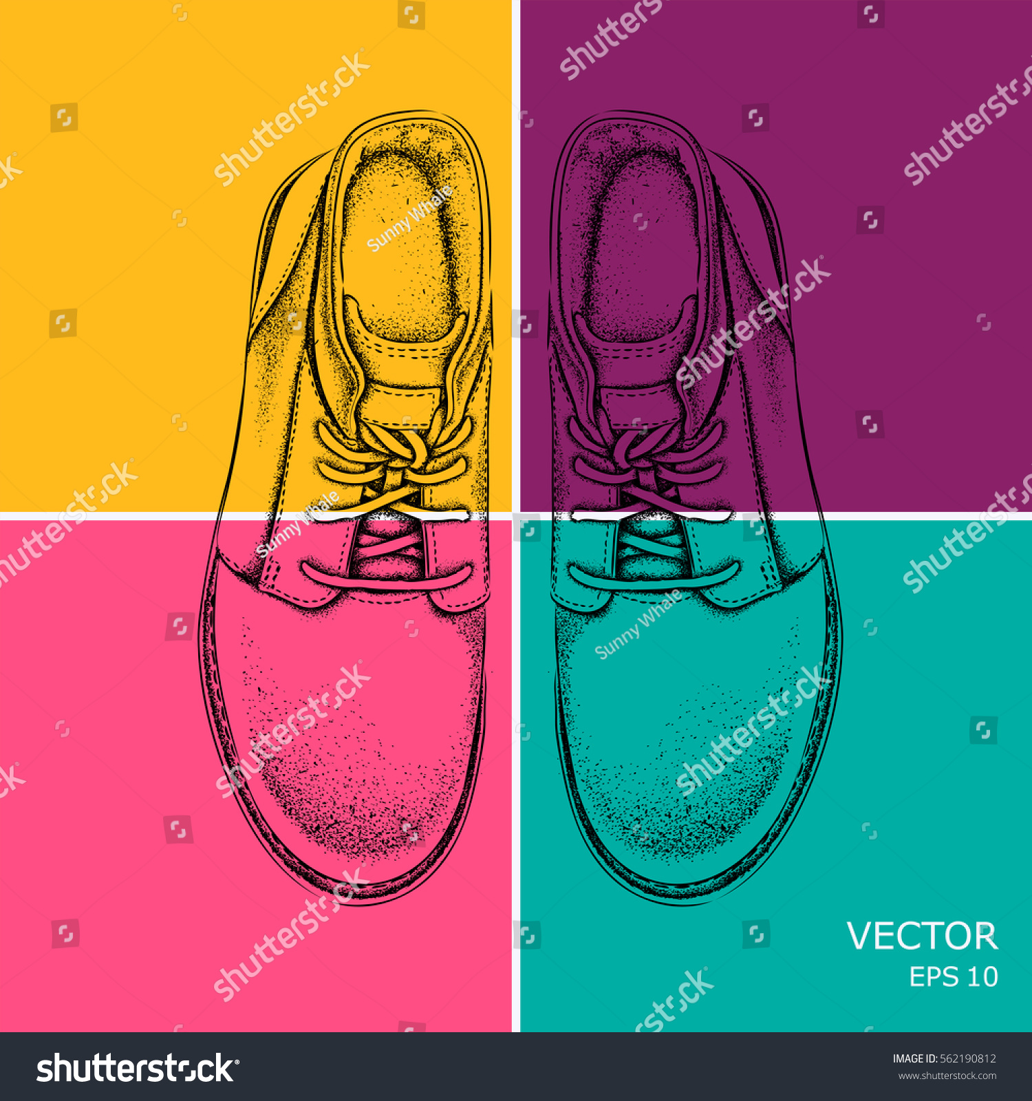 Hand drawn shoe. Pop art style vector illustration.