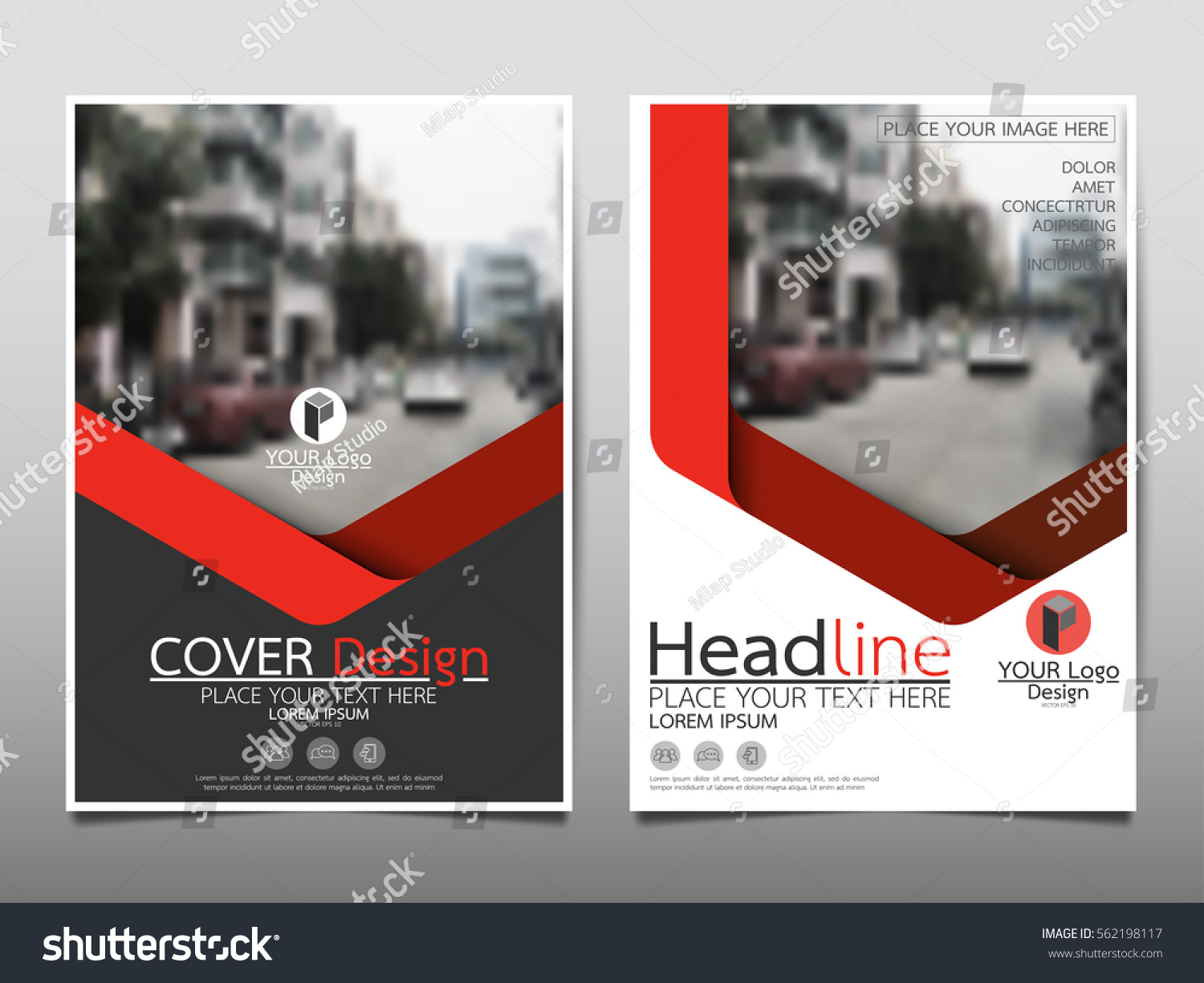 Red geometric flyer cover business brochure vector design  Leaflet advertising abstract background  Modern poster magazine layout template  Annual report for presentation