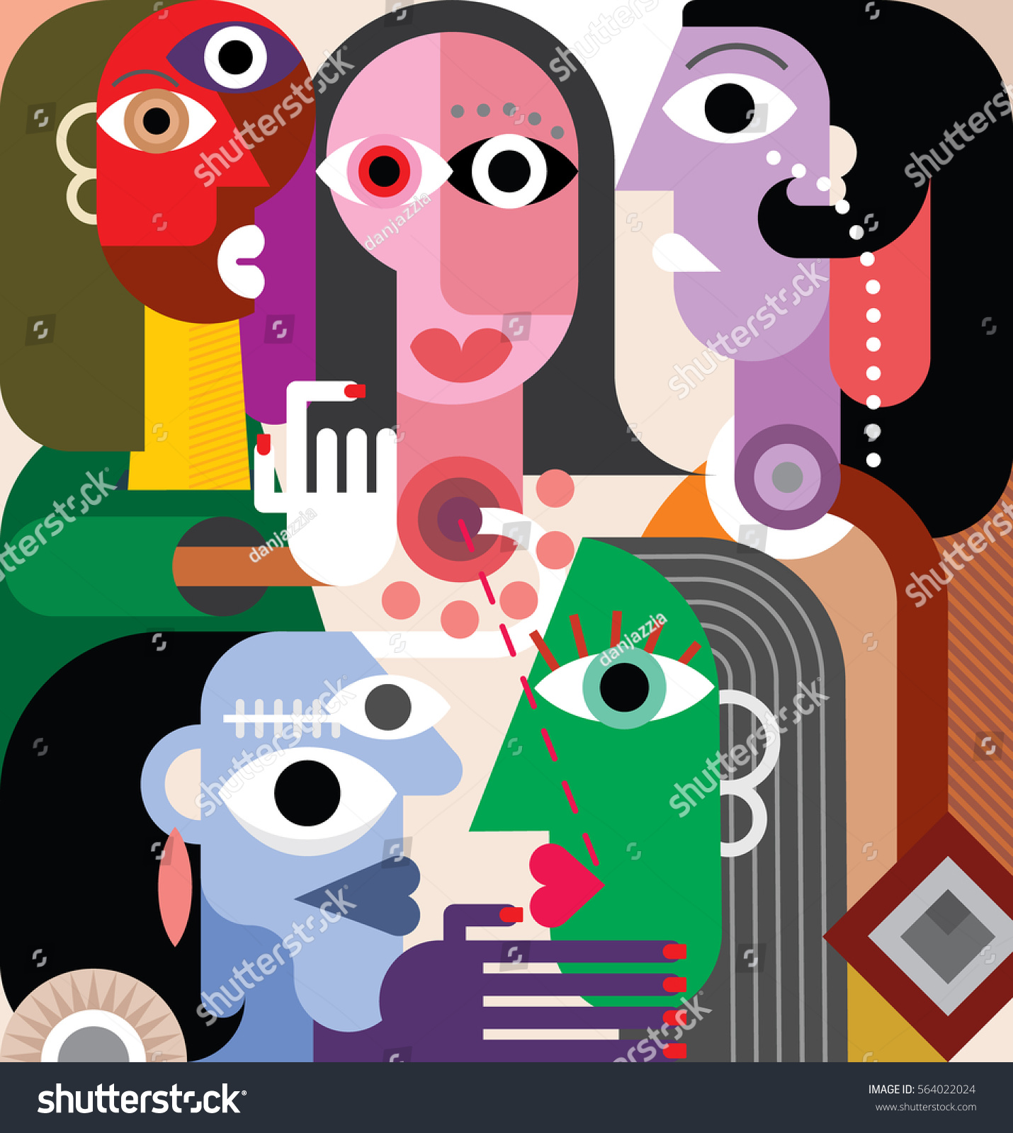 Large Family. Abstract art illustration.