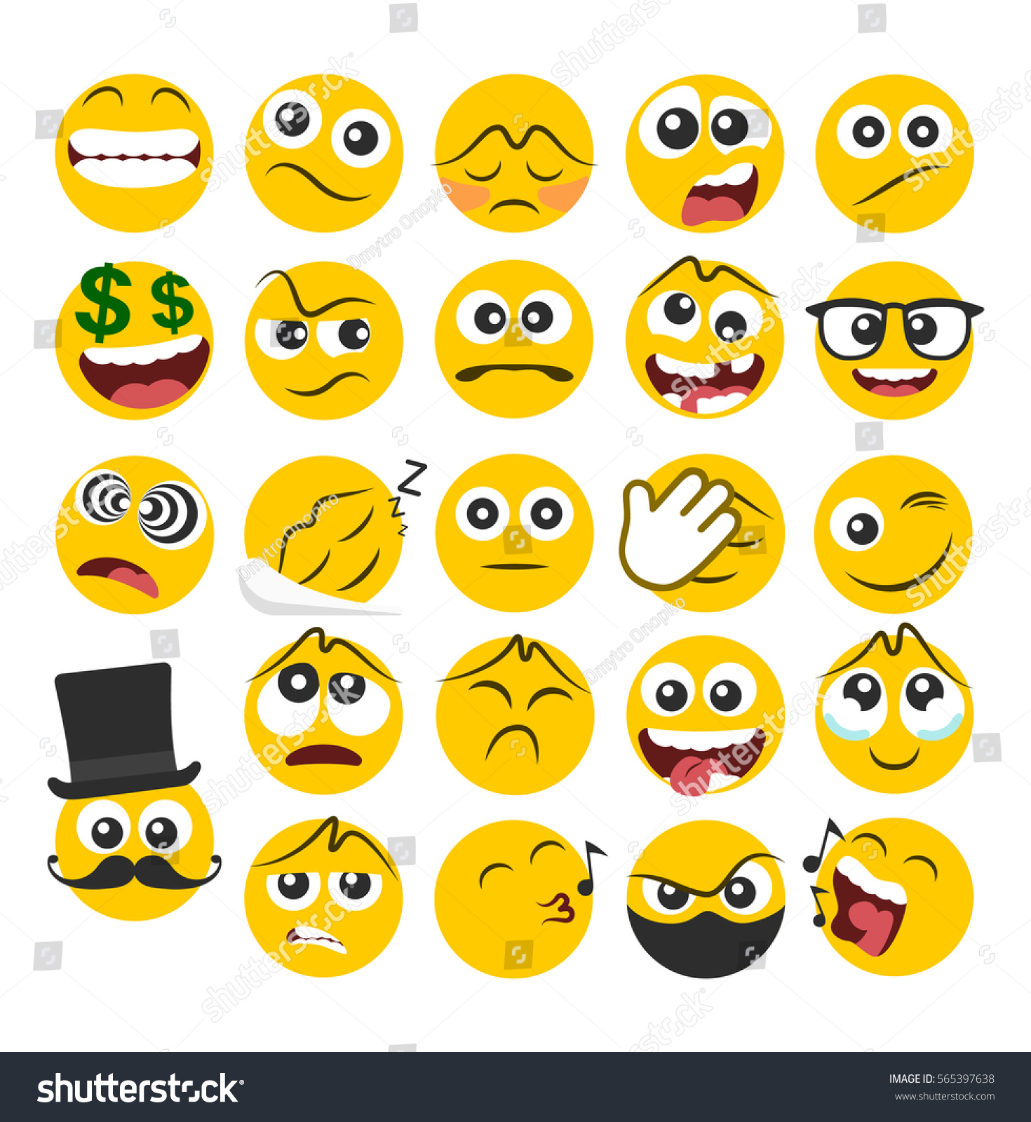 Set of emoticons with different emotions in a flat design. PART 2