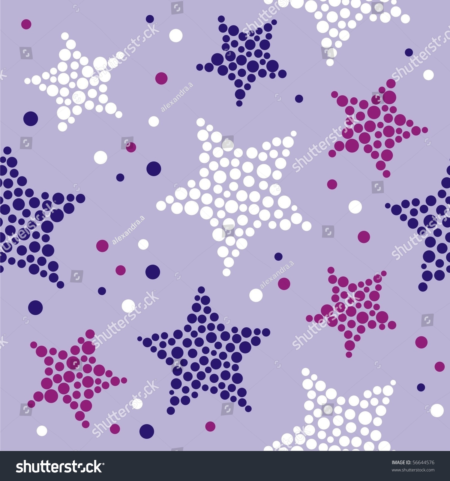 Seamless texture on holiday with violet stars. Vector illustration.