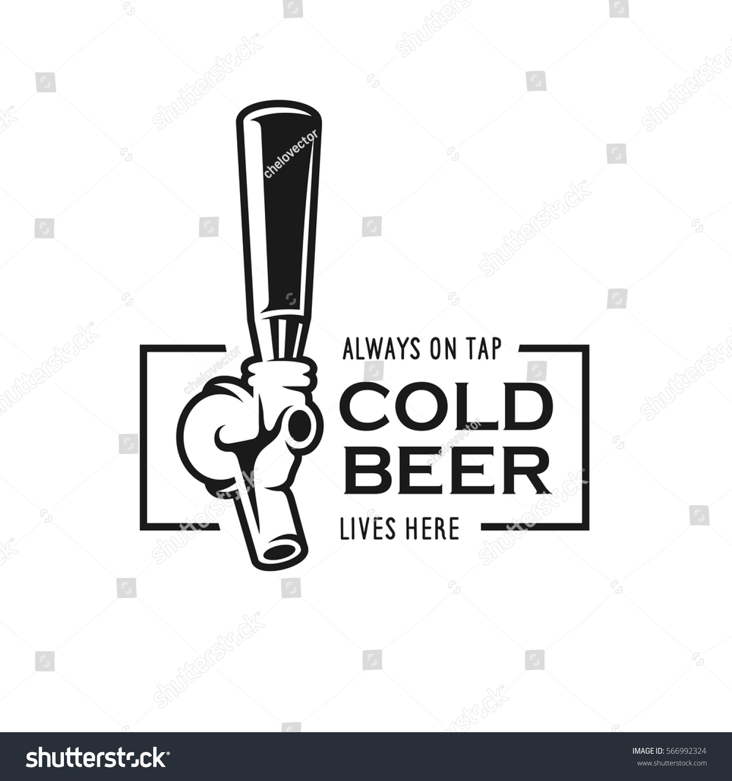Beer tap with advertising quote. Design element for beer pub. Vector vintage illustration.