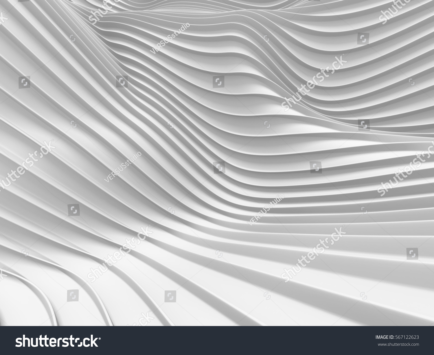 White stripe waves pattern futuristic background. 3d render illustration