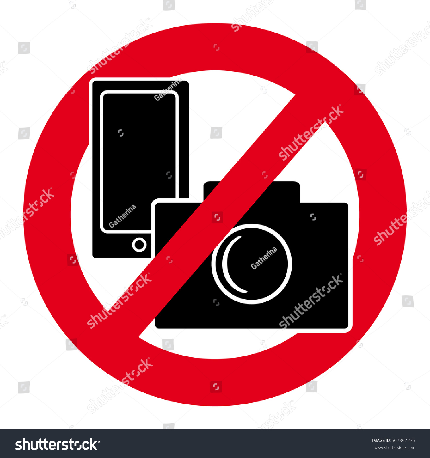 No camera and mobile phone symbol on white background. Vector illustration.
