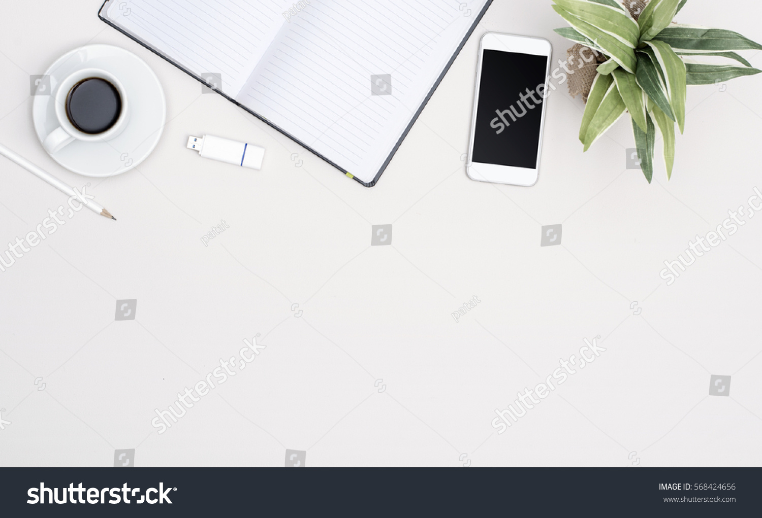 simple top view office desk header