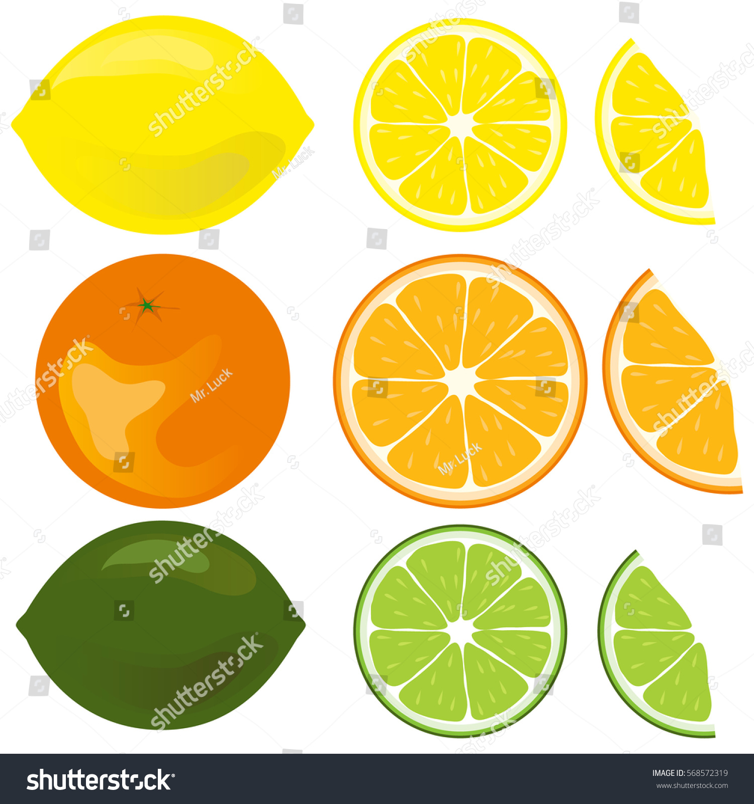 citruseslemonorangelimecitrusiconflatdesignvectorillustration