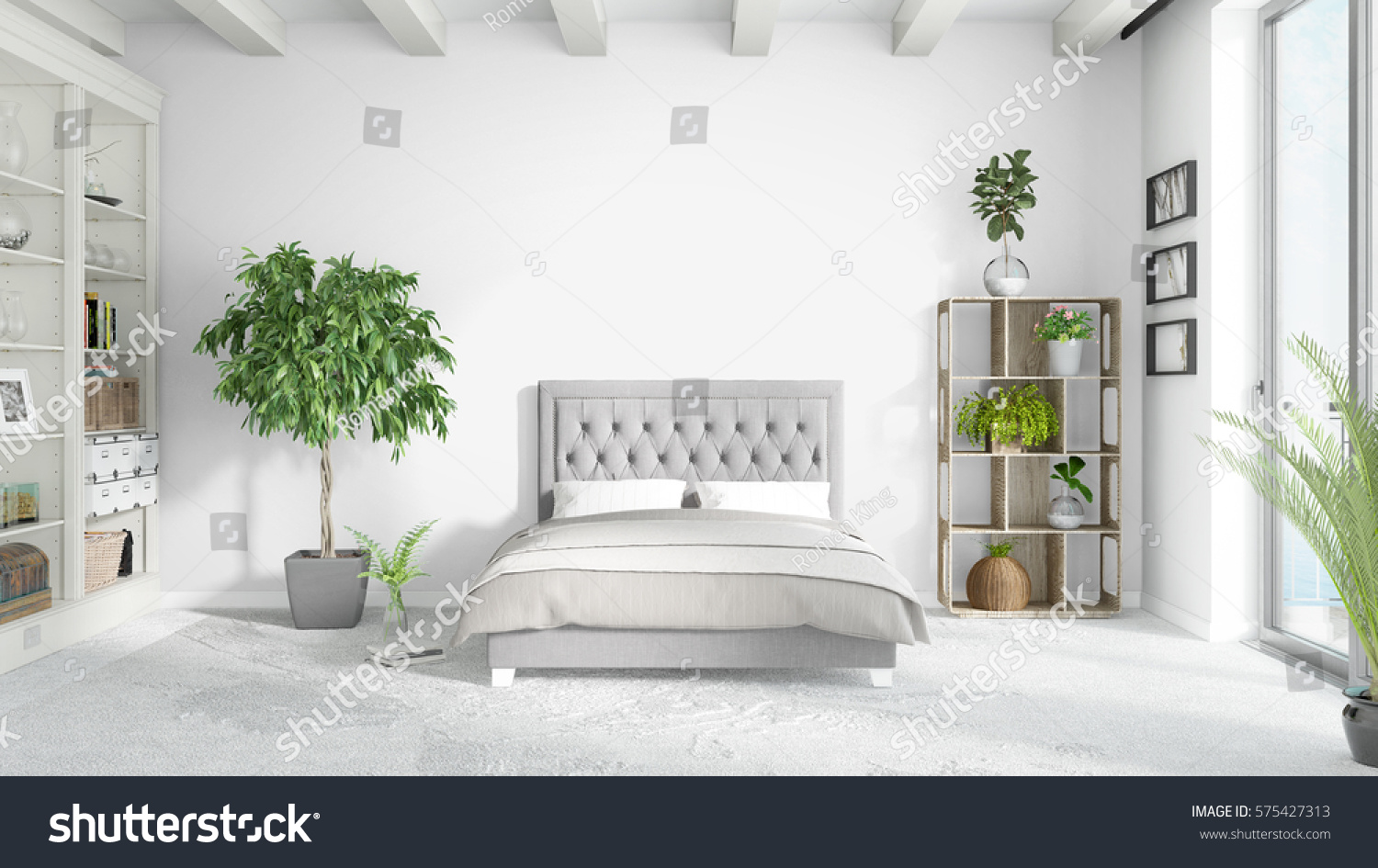 Modern bright interior . 3D rendering