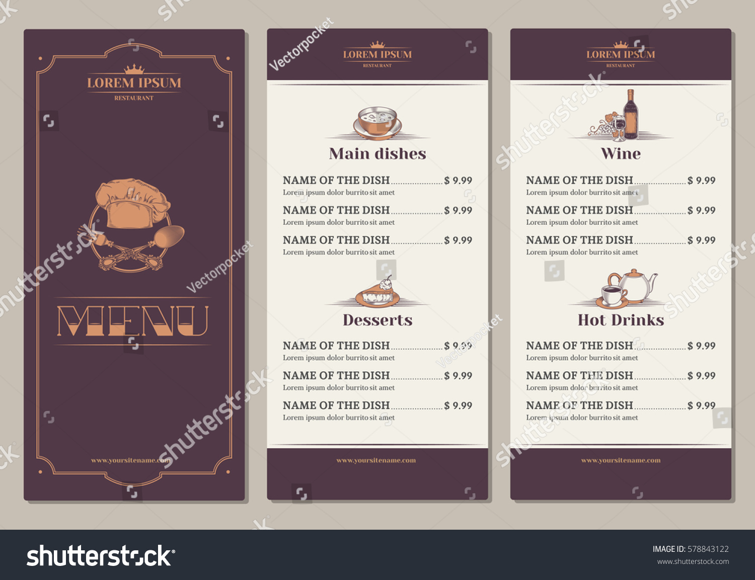 Template for the restaurant menu