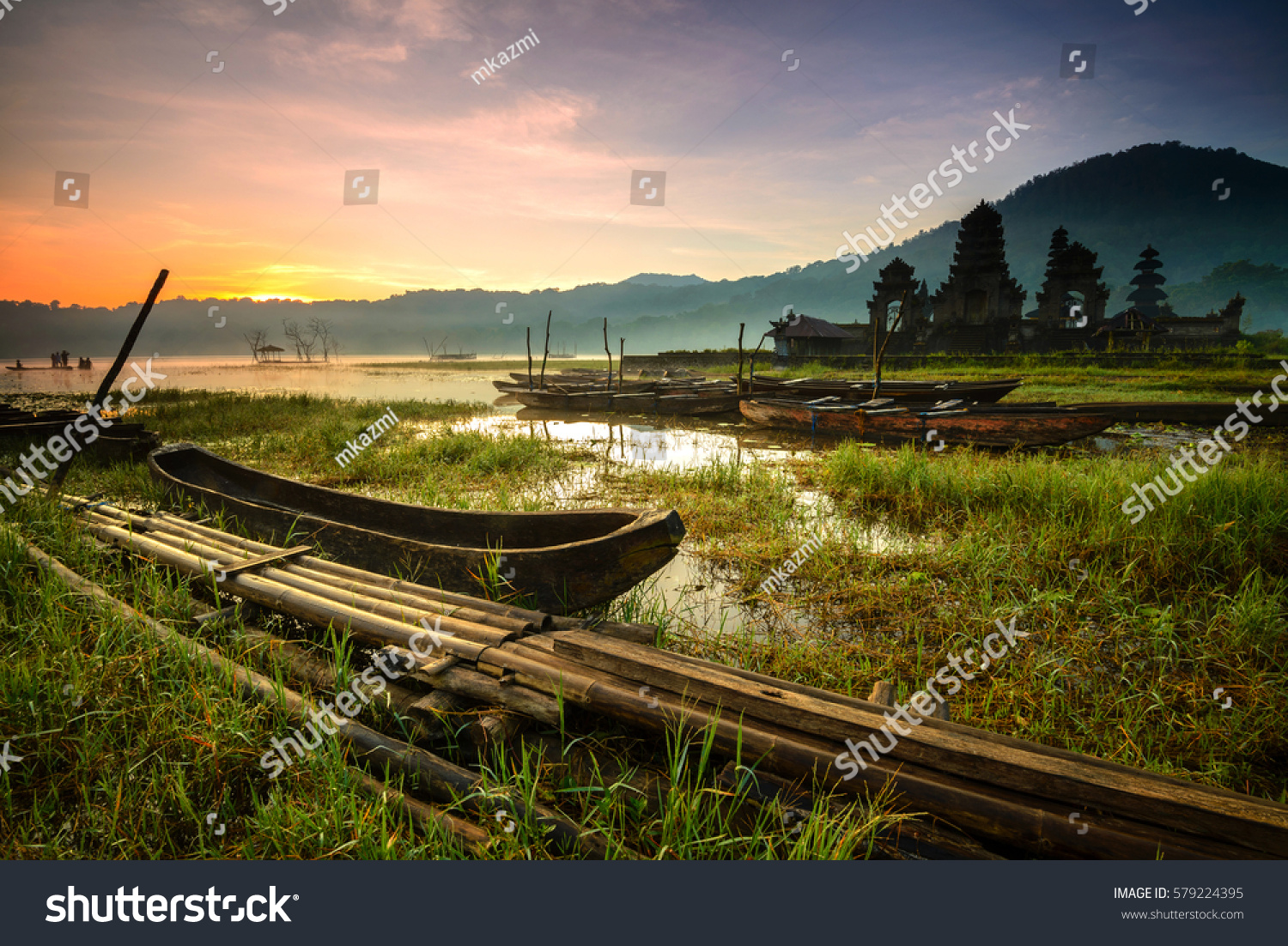 Sunrise / dawn landscape of Tamblingan lake  Bali  Indonesia.
