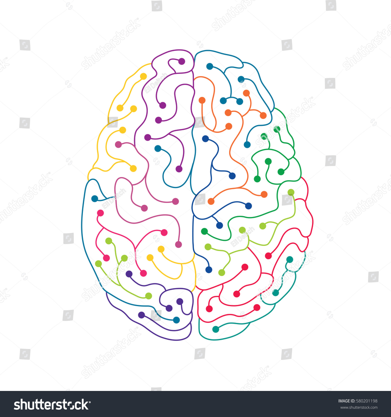 Neuron electric human brain line art illustration