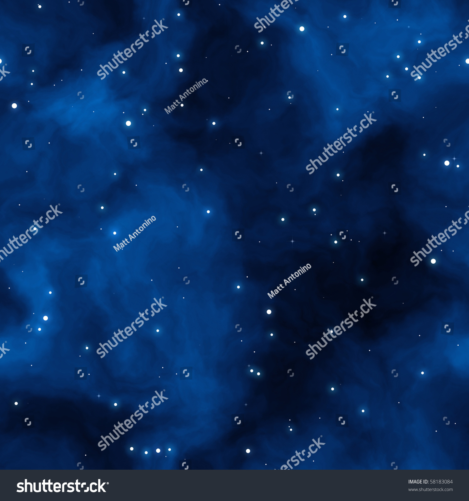 large field of stars with blue clouds. tiles seamlessly.