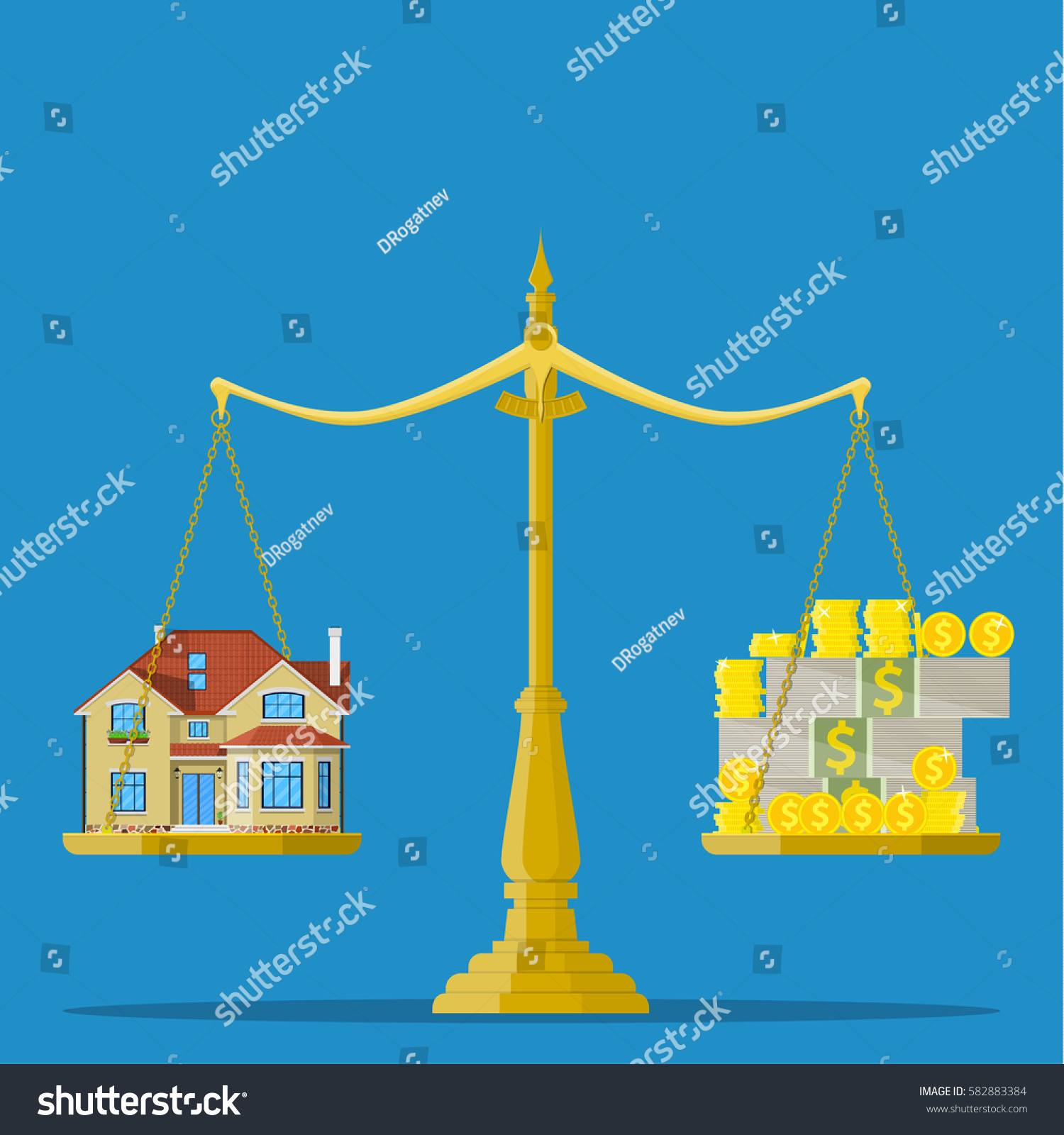 Scales with house and money. Real estate  rental  expense  liabilities and mortgage concept
