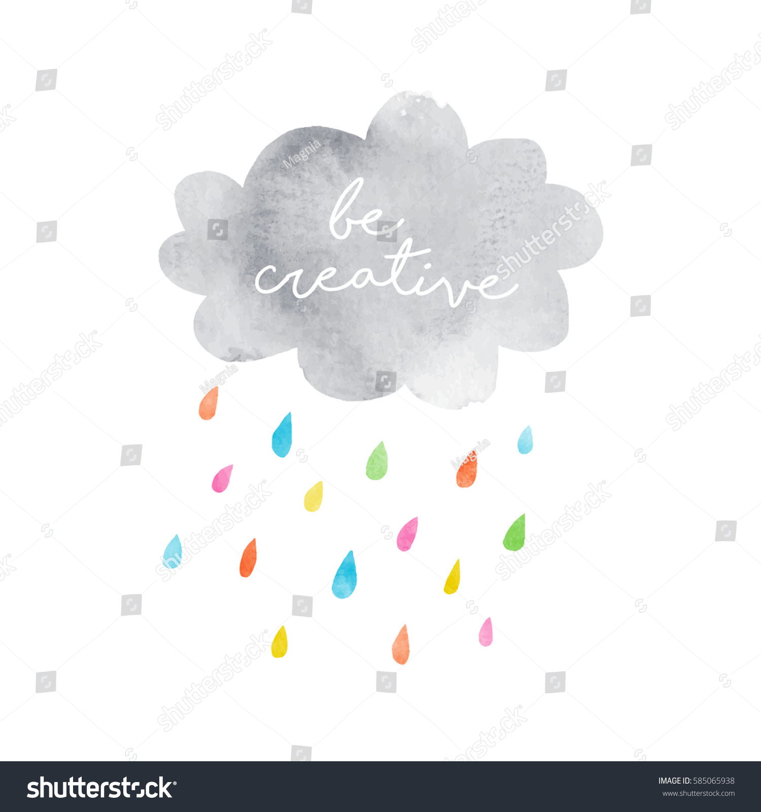 Gray cloud with color drops