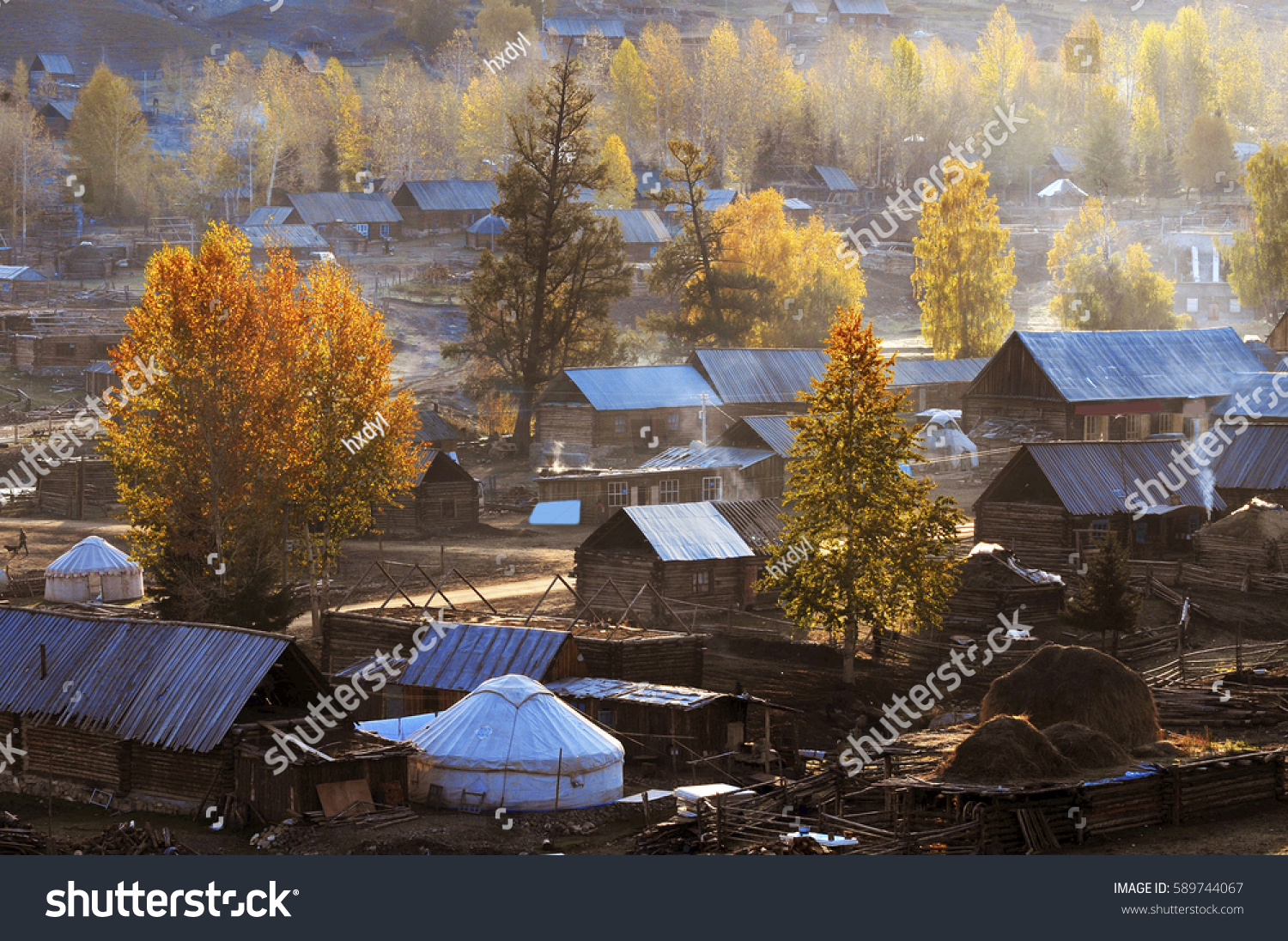 Hemu village in Kanas Nature Reserve  Xinjiang  China