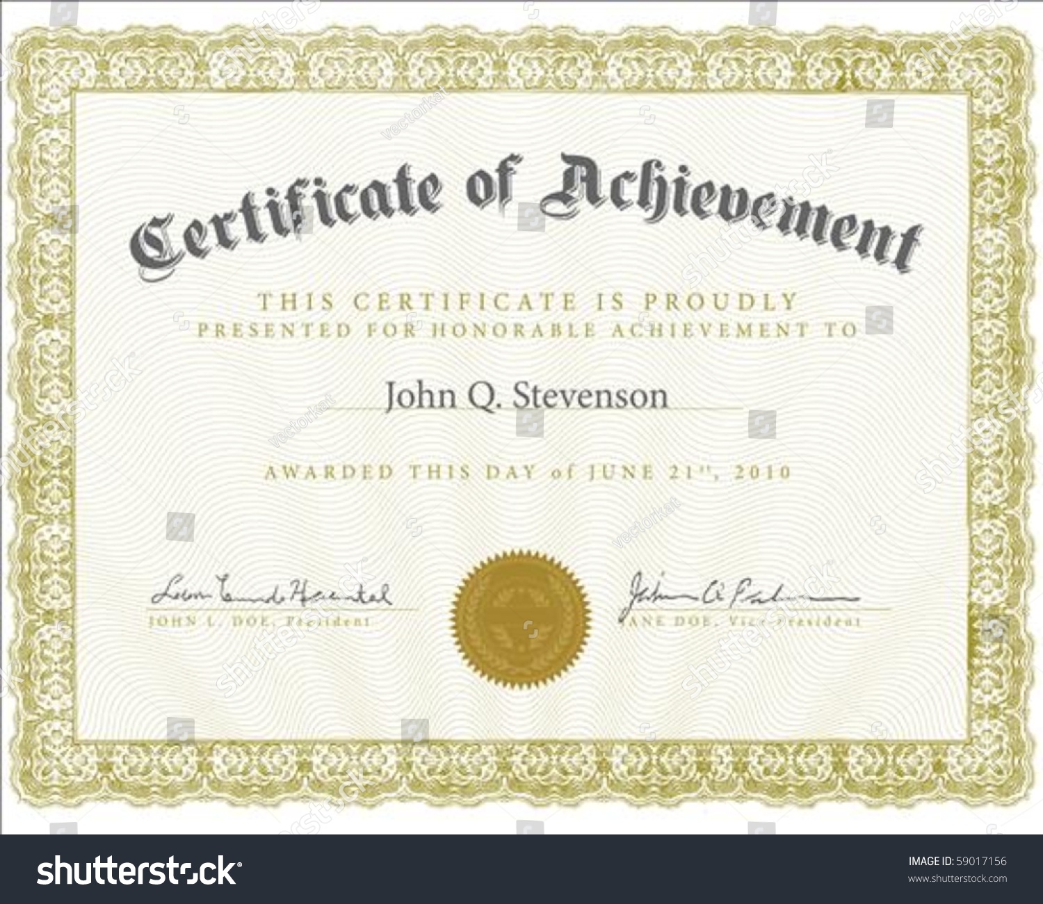 Vector certificate with sample and outlined text. Perfect for any formal certificate. All pieces are separate. Easy to change colors and edit.