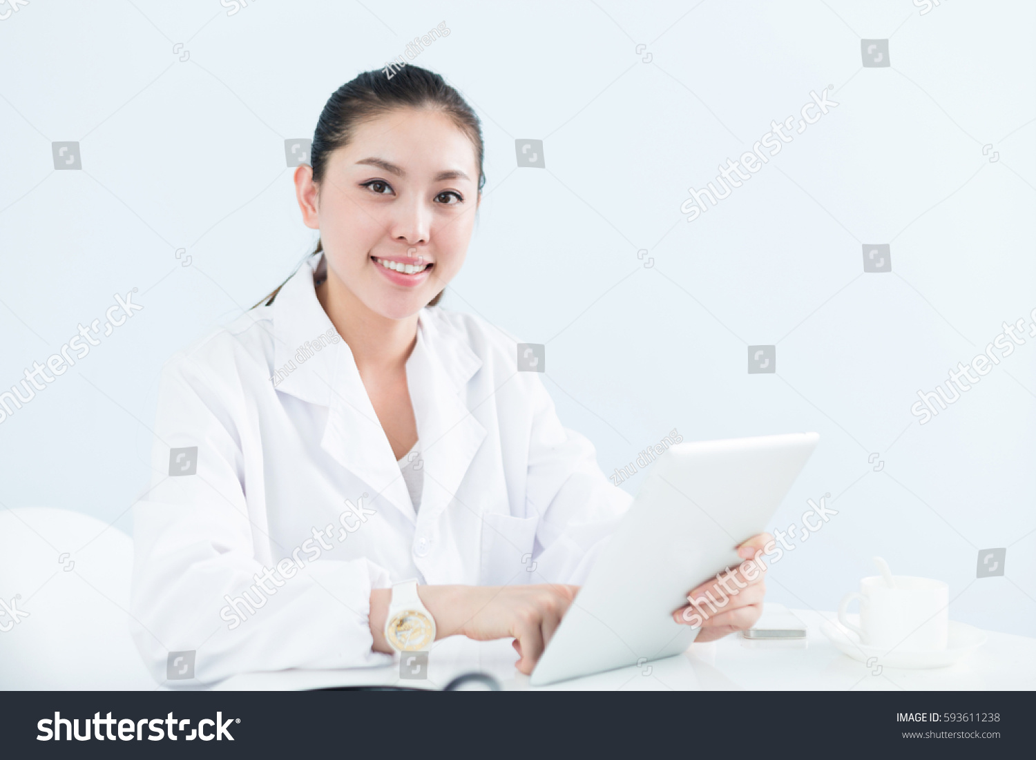 young pretty woman doctor in clinic