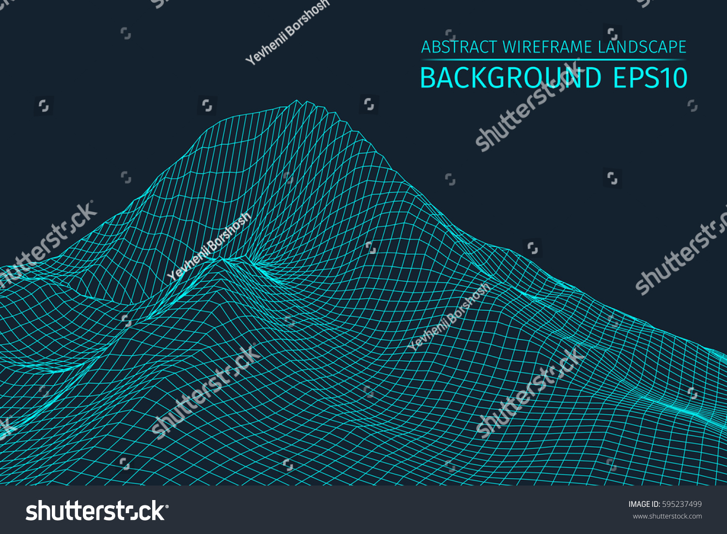 Wireframe landscape background. Abstract vector.3d technology illustration.
