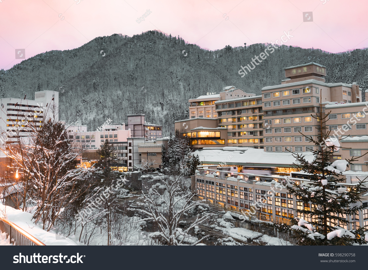Jozankei Onsen is popular as a hot spring close to the city center of Sapporo / Winter 2017 Sapporo Hokkaido Japan.