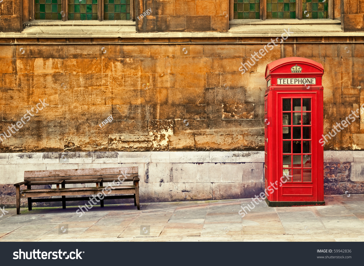 Traditional old style UK red phone box in London.