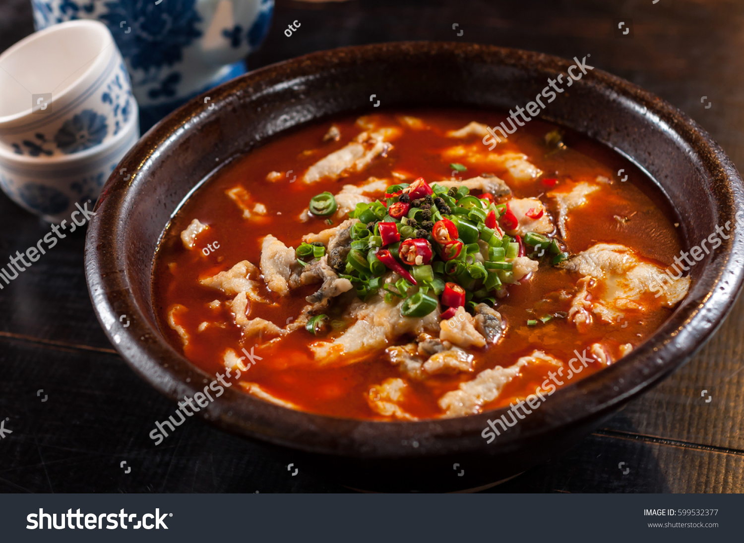 Boiled Fish with Pickled Cabbage and Chili Popular Chinese food